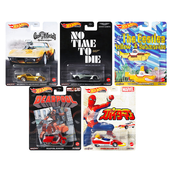 "Retro Entertainment 2021" 5 piece Set Diecast Model Cars by Hot Wheels