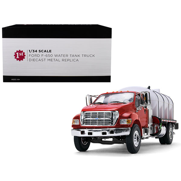 Ford F-650 with Roto Molded Water Tank Truck Red and White 1/34 Diecast Model by First Gear