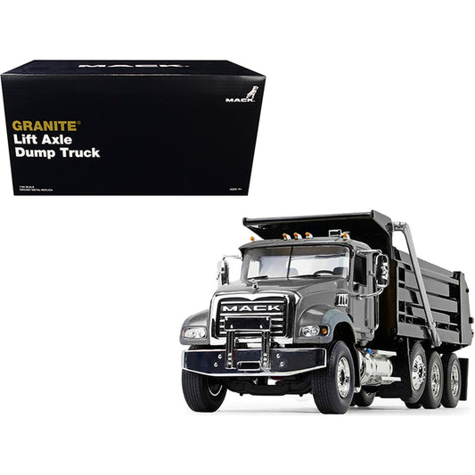 Mack Granite MP Dump Truck Stormy Gray Metallic and Black 1/34 Diecast Model by First Gear