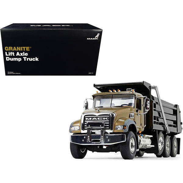 Mack Granite MP Dump Truck Gold and Black 1/34 Diecast Model by First Gear