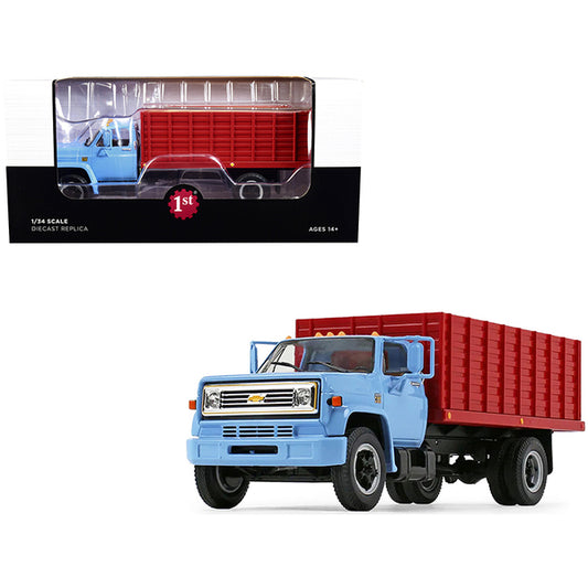 1970s Chevrolet C65 Grain Truck with Corn Load Baby Blue and Red 1/34 Diecast Model by First Gear