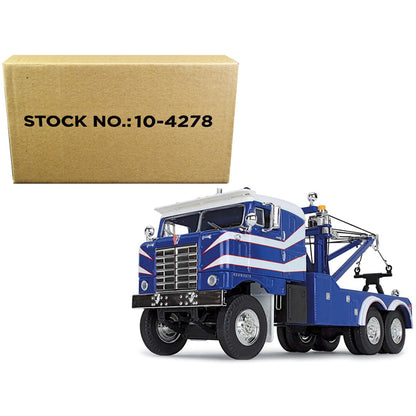 1953 Kenworth Bullnose Heavy-Duty Holmes Wrecker Tow Truck Rich Blue and White 1/34 Diecast Model by First Gear