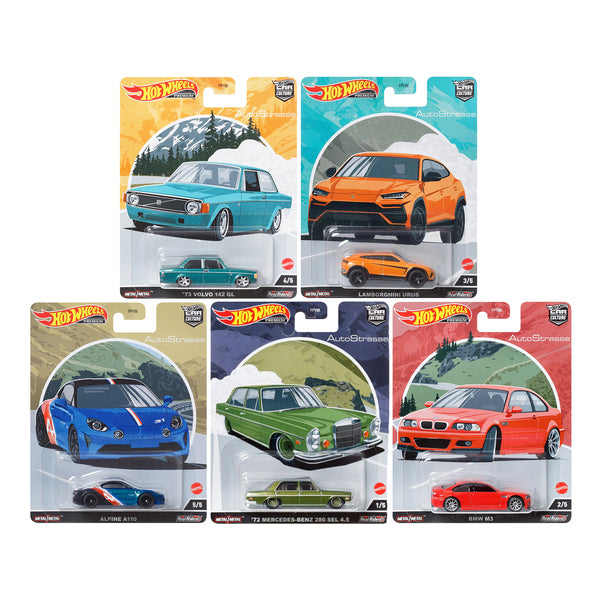 "Auto Strasse" 5 piece Set "Car Culture" Series Diecast Model Cars by Hot Wheels