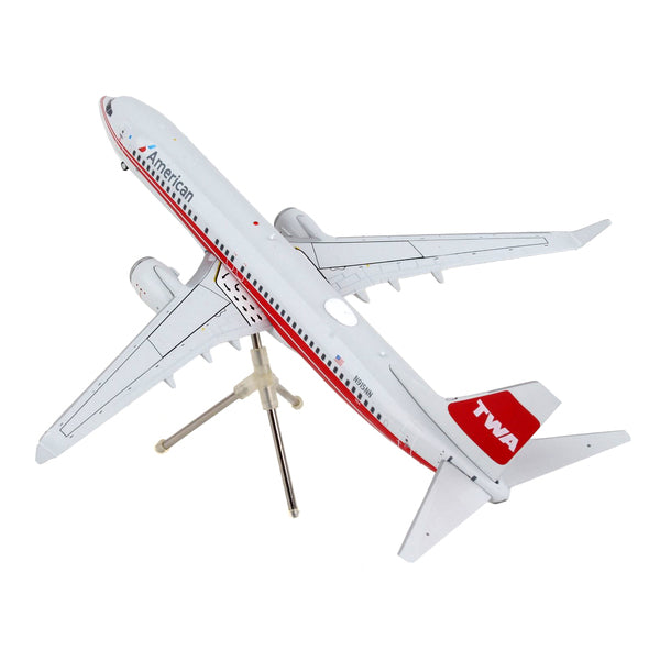 Boeing 737-800 Commercial Aircraft "American Airlines - Trans World Airlines" Gray with Red Stripes "Gemini 200" Series 1/200 Diecast Model Airplane by GeminiJets