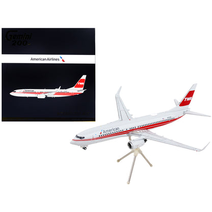 Boeing 737-800 Commercial Aircraft "American Airlines - Trans World Airlines" Gray with Red Stripes "Gemini 200" Series 1/200 Diecast Model Airplane by GeminiJets