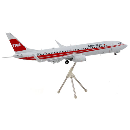 Boeing 737-800 Commercial Aircraft with Flaps Down "American Airlines - Trans World Airlines" Gray with Red Stripes "Gemini 200" Series 1/200 Diecast Model Airplane by GeminiJets