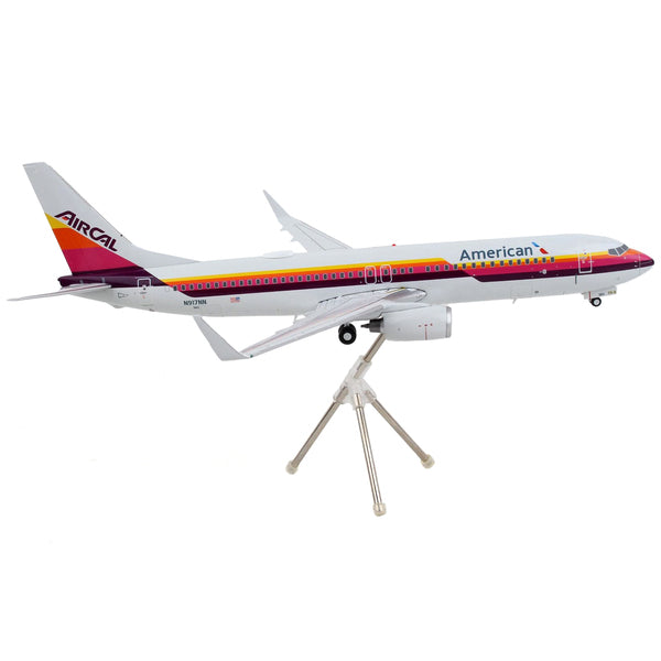 Boeing 737-800 Commercial Aircraft "American Airlines - AirCal" Gray with Stripes "Gemini 200" Series 1/200 Diecast Model Airplane by GeminiJets