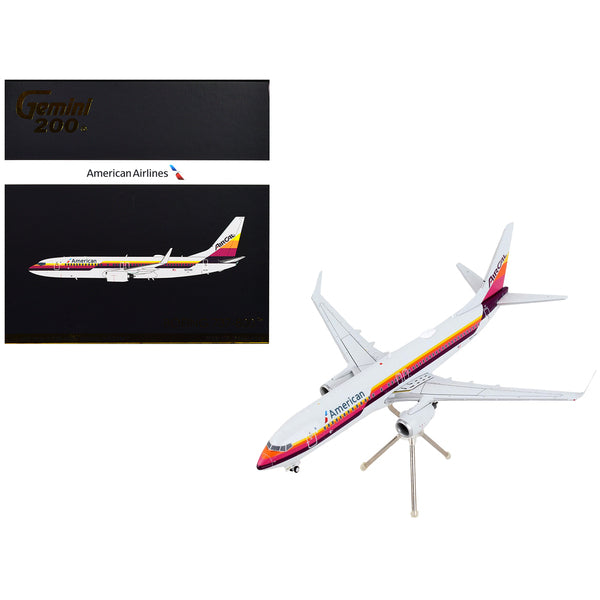 Boeing 737-800 Commercial Aircraft "American Airlines - AirCal" Gray with Stripes "Gemini 200" Series 1/200 Diecast Model Airplane by GeminiJets