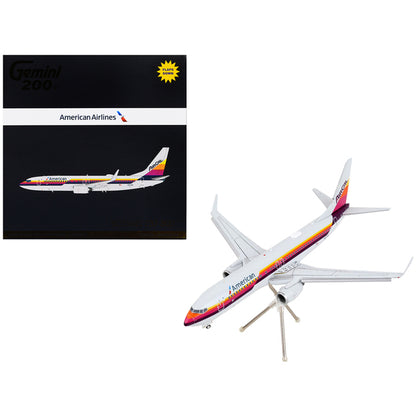 Boeing 737-800 Commercial Aircraft with Flaps Down "American Airlines - AirCal" Gray with Stripes "Gemini 200" Series 1/200 Diecast Model Airplane by GeminiJets