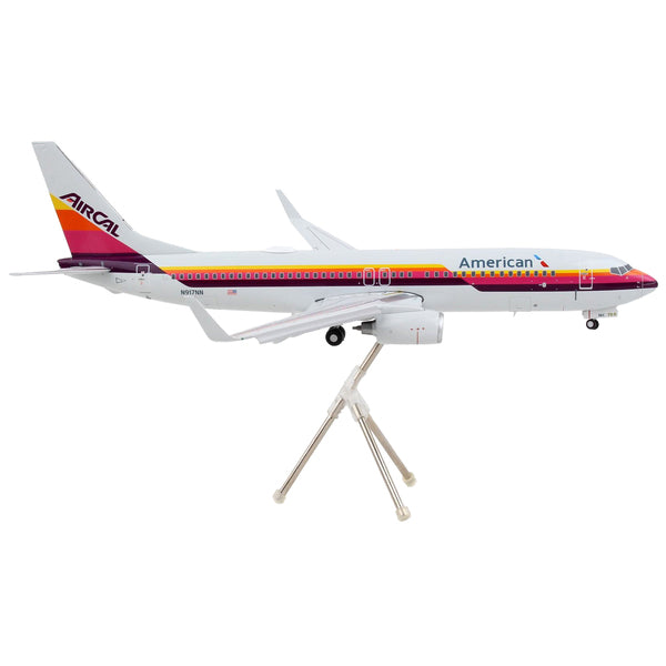 Boeing 737-800 Commercial Aircraft with Flaps Down "American Airlines - AirCal" Gray with Stripes "Gemini 200" Series 1/200 Diecast Model Airplane by GeminiJets