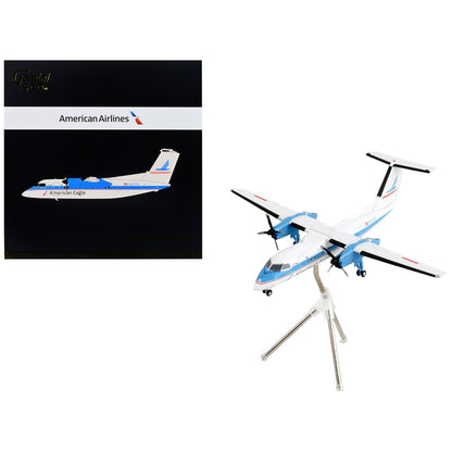 Bombardier Dash 8-100 Commercial Aircraft "American Eagle - Piedmont Airlines" White with Blue Stripes "Gemini 200" Series 1/200 Diecast Model Airplane by GeminiJets