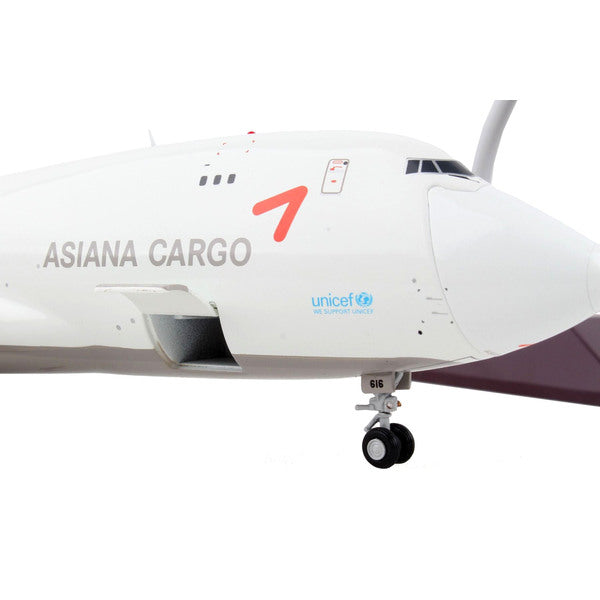 Boeing 747-400F Commercial Aircraft "Asiana Cargo" White with Striped Tail "Gemini 200 - Interactive" Series 1/200 Diecast Model Airplane by GeminiJets