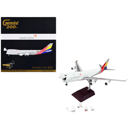 Boeing 747-400F Commercial Aircraft "Asiana Cargo" White with Striped Tail "Gemini 200 - Interactive" Series 1/200 Diecast Model Airplane by GeminiJets