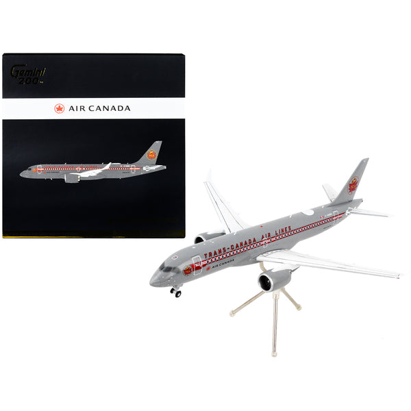 Airbus A220-300 Commercial Aircraft "Trans-Canada Air Lines - Air Canada" Gray with Red Stripes "Gemini 200" Series 1/200 Diecast Model Airplane by GeminiJets