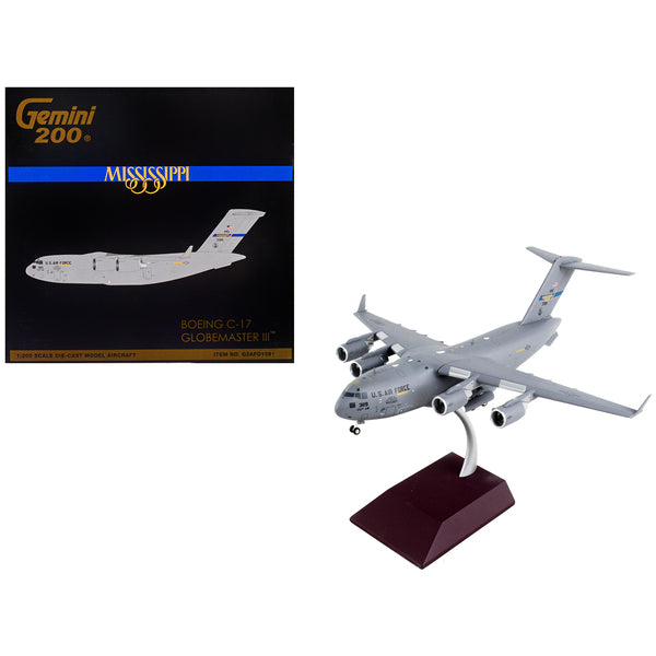 Boeing C-17 Globemaster III Transport Aircraft "Mississippi Air National Guard" United States Air Force "Gemini 200" Series 1/200 Diecast Model Airplane by GeminiJets