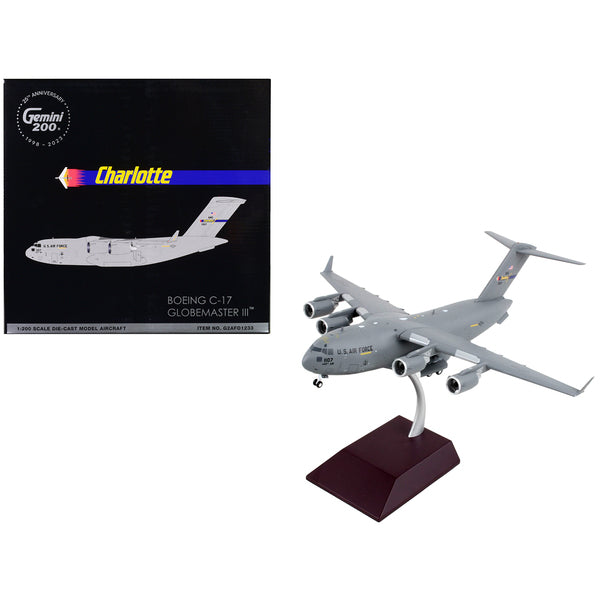 Boeing C-17 Globemaster III Transport Aircraft "North Carolina Air National Guard Charlotte ANGB" United States Air Force "Gemini 200" Series 1/200 Diecast Model Airplane by GeminiJets