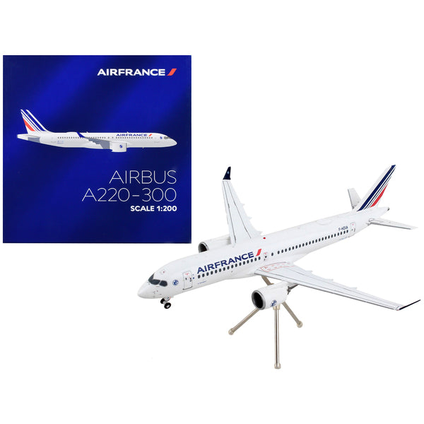 Airbus A220-300 Commercial Aircraft "Air France" White with Striped Tail "Gemini 200" Series 1/200 Diecast Model Airplane by GeminiJets