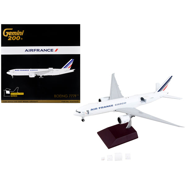 Boeing 777F Commercial Aircraft "Air France Cargo" White with Striped Tail "Gemini 200 - Interactive" Series 1/200 Diecast Model Airplane by GeminiJets