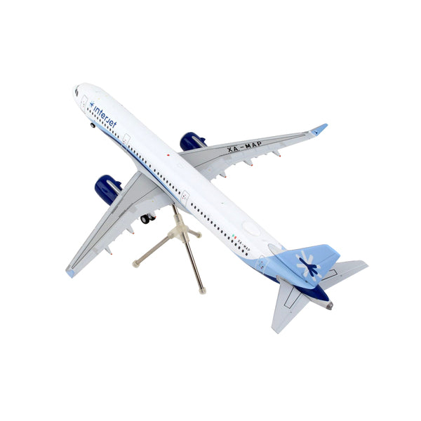 Airbus A321neo Commercial Aircraft "Interjet" White with Blue Stripes "Gemini 200" Series 1/200 Diecast Model Airplane by GeminiJets