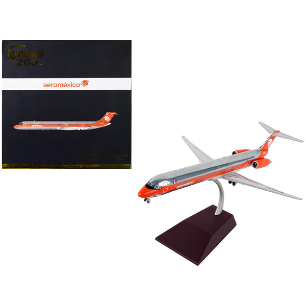 McDonnell Douglas MD-82 Commercial Aircraft "Aeromexico" Orange and Silver "Gemini 200" Series 1/200 Diecast Model Airplane by GeminiJets