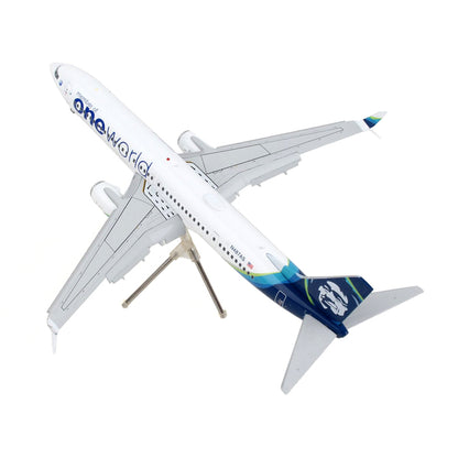 Boeing 737-900ER Commercial Aircraft with Flaps Down "Alaska Airlines - One World" White with Blue Tail "Gemini 200" Series 1/200 Diecast Model Airplane by GeminiJets