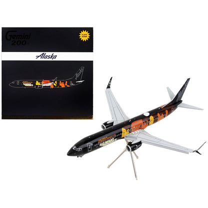 Boeing 737-900ER Commercial Aircraft with Flaps Down "Alaska Airlines - Our Commitment" Black with Graphics "Gemini 200" Series 1/200 Diecast Model Airplane by GeminiJets