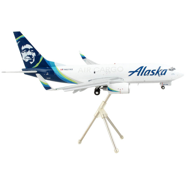 Boeing 737-700BDSF Commercial Aircraft with Flaps Down "Alaska Air Cargo" White with Blue Tail "Gemini 200" Series 1/200 Diecast Model Airplane by GeminiJets