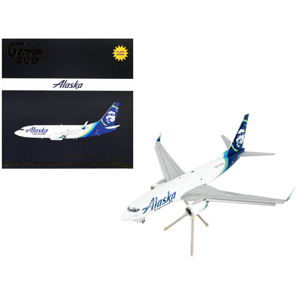 Boeing 737-700BDSF Commercial Aircraft with Flaps Down "Alaska Air Cargo" White with Blue Tail "Gemini 200" Series 1/200 Diecast Model Airplane by GeminiJets