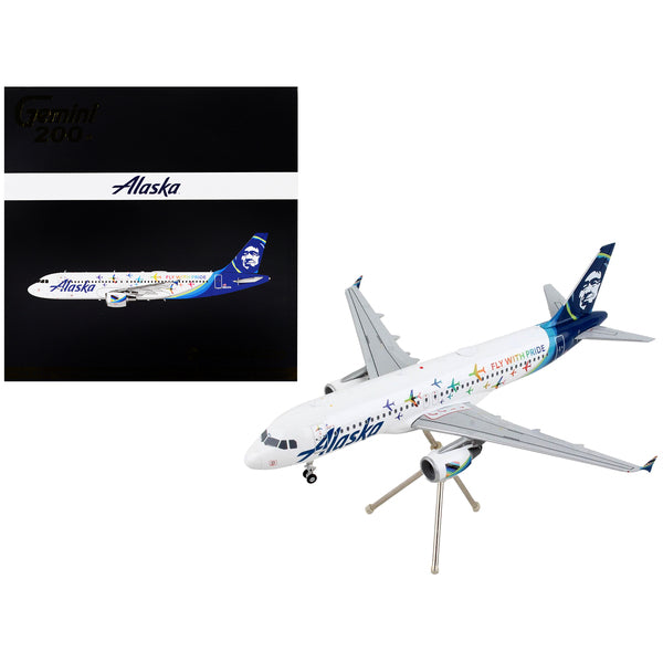 Airbus A320 Commercial Aircraft "Alaska Airlines - Fly With Pride" White with Blue Tail "Gemini 200" Series 1/200 Diecast Model Airplane by GeminiJets