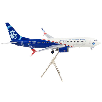 Boeing 737-800 Commercial Aircraft "Alaska Airlines - Honoring Those Who Serve" White and Blue "Gemini 200" Series 1/200 Diecast Model Airplane by GeminiJets