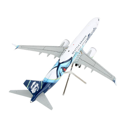 Boeing 737 MAX 9 Commercial Aircraft "Alaska Airlines - Seattle Kraken" White with Blue Tail "Gemini 200" Series 1/200 Diecast Model Airplane by GeminiJets