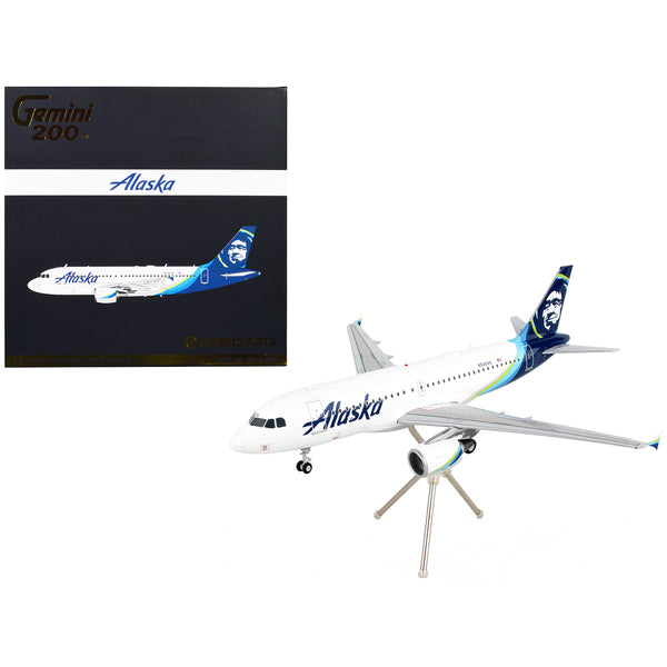 Airbus A319 Commercial Aircraft "Alaska Airlines" White with Blue Tail "Gemini 200" Series 1/200 Diecast Model Airplane by GeminiJets