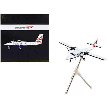 De Havilland DHC-6-300 Commercial Aircraft "British Airways" White with Striped Tail "Gemini 200" Series 1/200 Diecast Model Airplane by GeminiJets