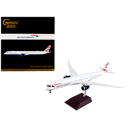 Airbus A350-1000 Commercial Aircraft "British Airways" White with Tail Stripes "Gemini 200" Series 1/200 Diecast Model Airplane by GeminiJets