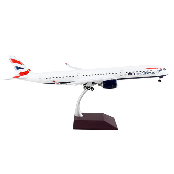 Airbus A350-1000 Commercial Aircraft with Flaps Down "British Airways" White with Striped Tail "Gemini 200" Series 1/200 Diecast Model Airplane by GeminiJets