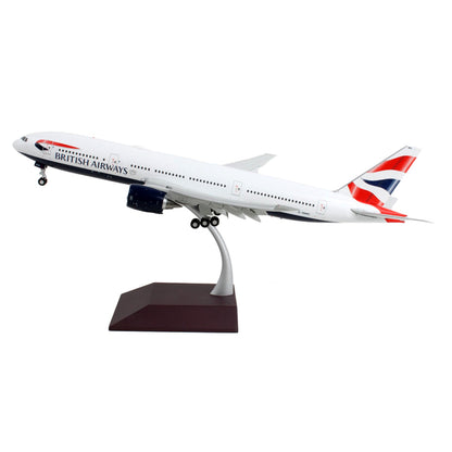 Boeing 777-200ER Commercial Aircraft with Flaps Down "British Airways" White with Striped Tail "Gemini 200" Series 1/200 Diecast Model Airplane by GeminiJets