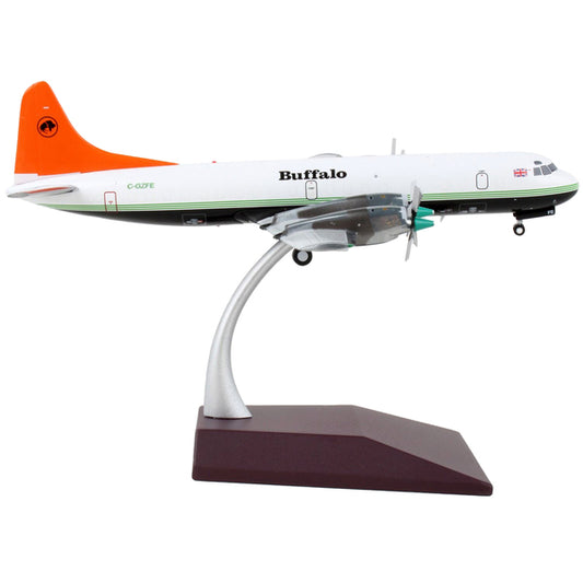 Lockheed L-188 Electra Commercial Aircraft "Buffalo Airways" White and Black with Orange Tail "Gemini 200" Series 1/200 Diecast Model Airplane by GeminiJets