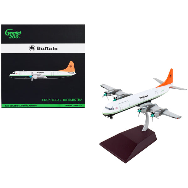 Lockheed L-188 Electra Commercial Aircraft "Buffalo Airways" White and Black with Orange Tail "Gemini 200" Series 1/200 Diecast Model Airplane by GeminiJets