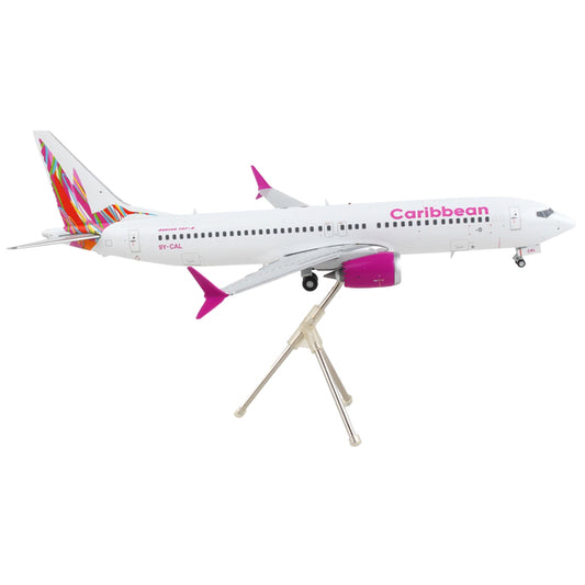 Boeing 737 MAX 8 Commercial Aircraft "Caribbean Airlines" White with Pink Tail "Gemini 200" Series 1/200 Diecast Model Airplane by GeminiJets