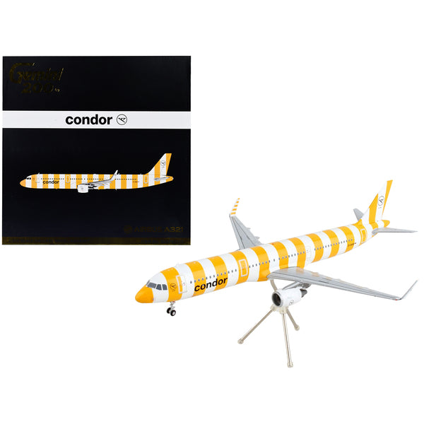 Airbus A321 Commercial Aircraft "Condor Airlines" White and Orange Striped "Gemini 200" Series 1/200 Diecast Model Airplane by GeminiJets