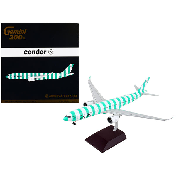 Airbus A330-900 Commercial Aircraft "Condor Airlines" White and Green Striped "Gemini 200" Series 1/200 Diecast Model Airplane by GeminiJets