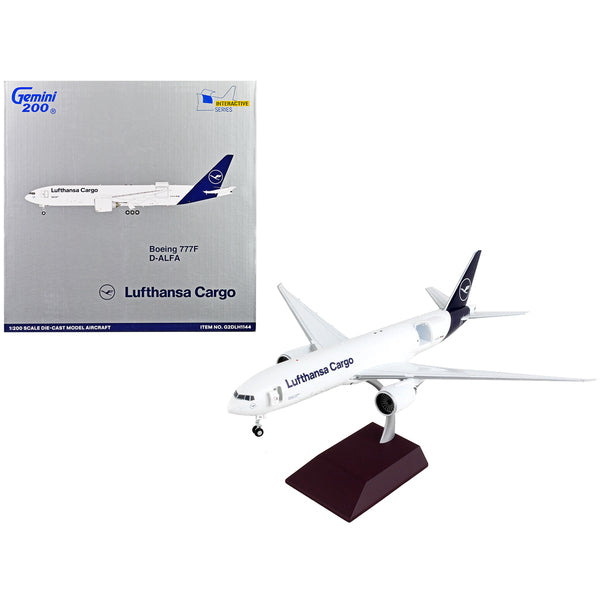 Boeing 777F Commercial Aircraft "Lufthansa Cargo" White with Blue Tail "Gemini 200 - Interactive" Series 1/200 Diecast Model Airplane by GeminiJets