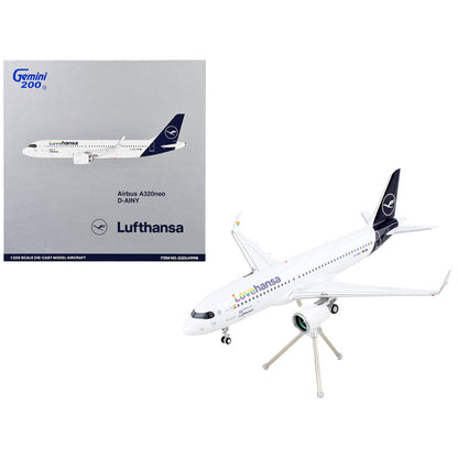 Airbus A320neo Commercial Aircraft "Lufthansa - LoveHansa" White with Blue Tail "Gemini 200" Series 1/200 Diecast Model Airplane by GeminiJets