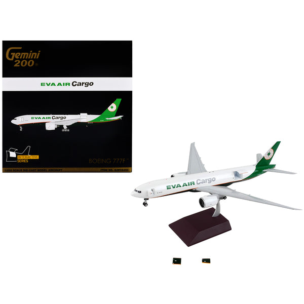 Boeing 777F Commercial Aircraft "Eva Air Cargo" White with Green Tail "Gemini 200 - Interactive" Series 1/200 Diecast Model Airplane by GeminiJets