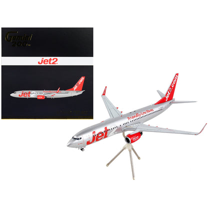 Boeing 737-800 Commercial Aircraft "Jet2.Com" Silver with Red Tail "Gemini 200" Series 1/200 Diecast Model Airplane by GeminiJets