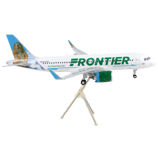 Airbus A320neo Commercial Aircraft "Frontier Airlines - Poppy the Prairie Dog" White with Graphics "Gemini 200" Series 1/200 Diecast Model Airplane by GeminiJets