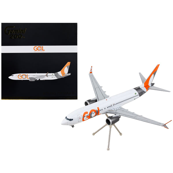 Boeing 737 MAX 8 Commercial Aircraft "Gol Linhas Aereas Inteligentes" White with Orange Tail "Gemini 200" Series 1/200 Diecast Model Airplane by GeminiJets