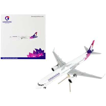 Airbus A321neo Commercial Aircraft "Hawaiian Airlines" White with Purple Tail "Gemini 200" Series 1/200 Diecast Model Airplane by GeminiJets