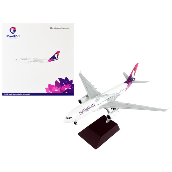 Airbus A330-200 Commercial Aircraft "Hawaiian Airlines" White with Purple Tail "Gemini 200" Series 1/200 Diecast Model Airplane by GeminiJets