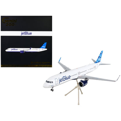 Airbus A321neo Commercial Aircraft "JetBlue Airways" White with Blue Tail "Gemini 200" Series 1/200 Diecast Model Airplane by GeminiJets